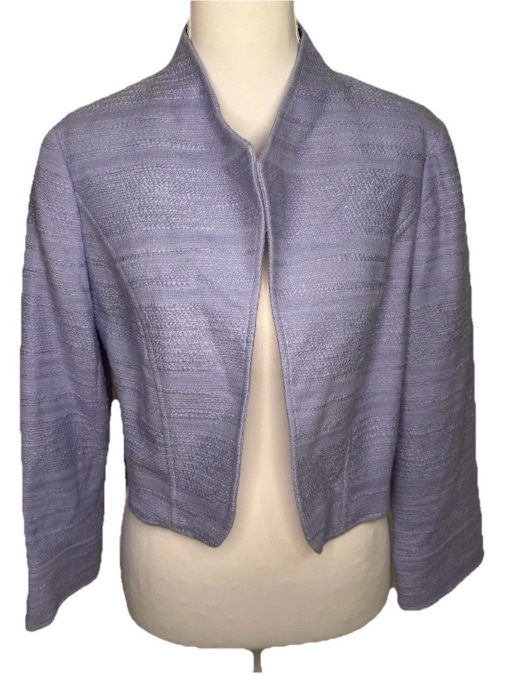 Anne Klein High Sky Blue Textured Open Front Jacket Blazer Size 4 Nwt